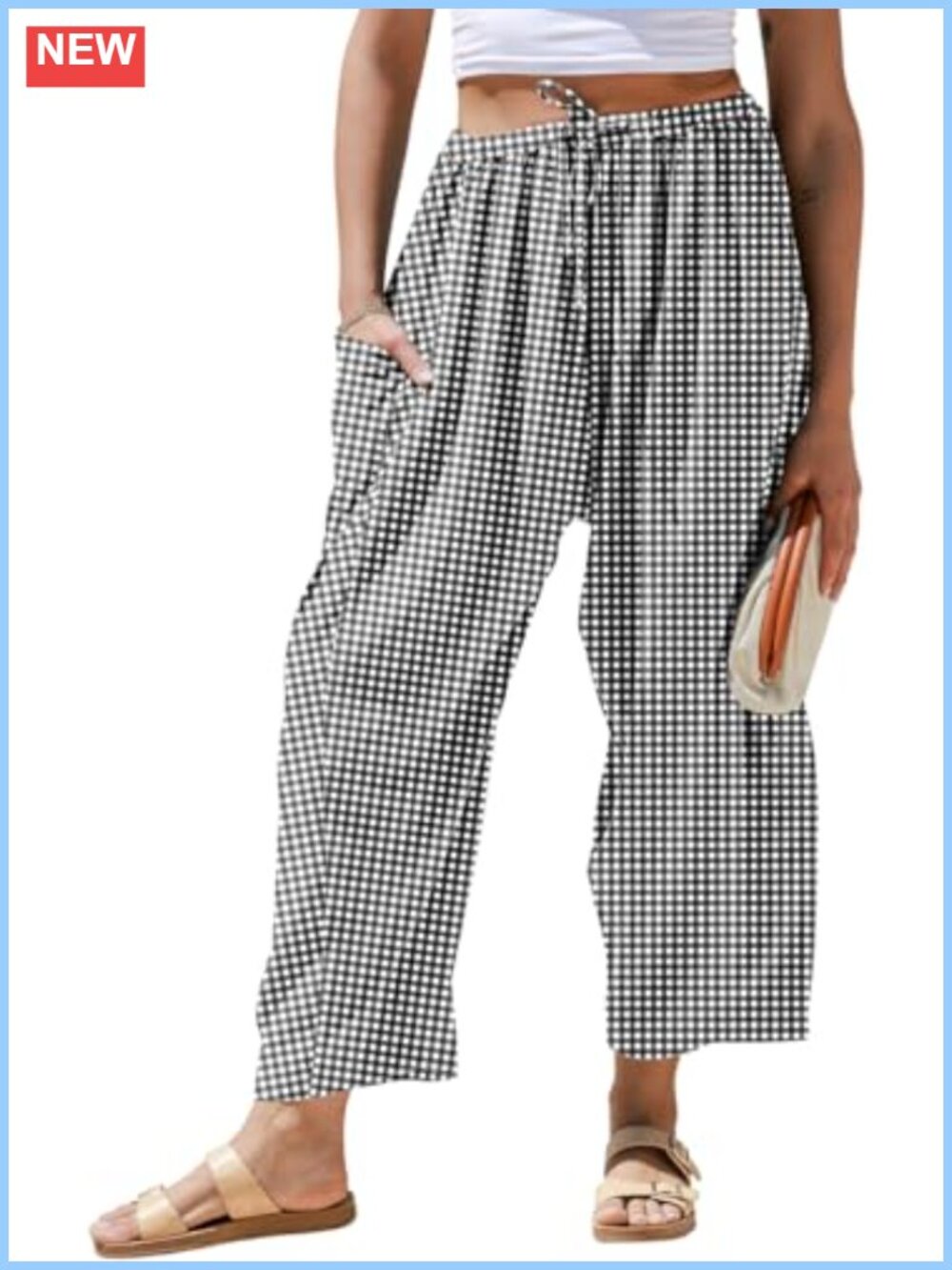 Women's Linen Wide Leg Palazzo Harem Pants with Pockets Drawstring